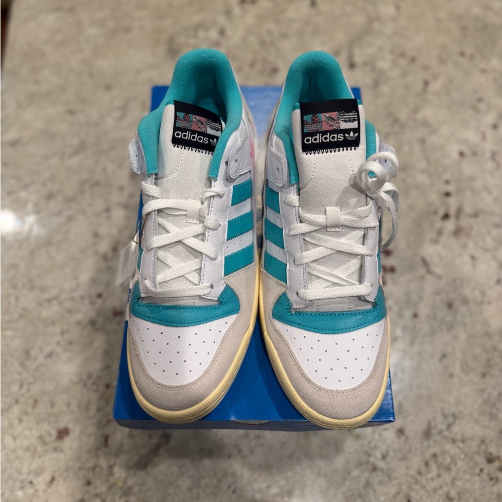 Adidas White and Teal Sneakers - Picture 3 of 5